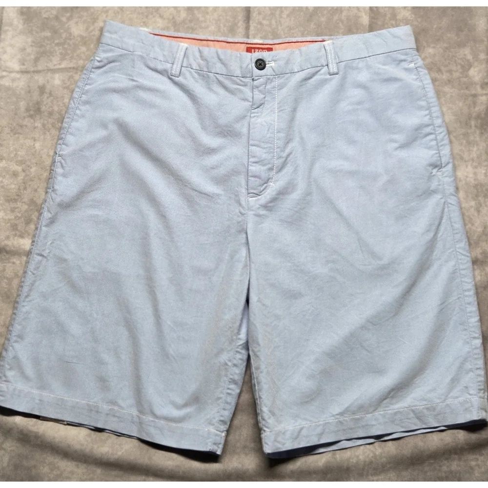 NWOT Izod Sz 38 Mens Shorts Flat Front Classic Fit Powder Blue Preppy Classic